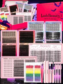 Eimny 1840PCS DIY Lash Extension Kit D Curl Rainbow Color DIY False Eyelashes For Beginners With Bond And Seal Tweezers Brushes Natural Volume Individual Eyelash Extensions Perfect For Daily Party Stage Cosplay Halloween Christmas Easy To Wear At Home - Multicolor - View 11