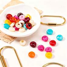 50pcs Acrylic Faux Jade Abacus Beads, Dual-Color Gradient Large Hole Loose Beads, Handmade Bracelet Necklace Earring Jewelry Craft Accessories, Phone Charm And Keychain Making Material - Multicolor - View 2