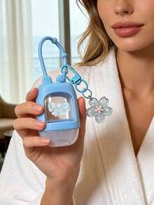 Botol Isi Ulang Pembersih Tangan Motif Bunga Sakura dengan Gantungan Kunci Pita, Anti Bocor, Cocok untuk Perjalanan dan Sekolah - MultiWarna - View 6