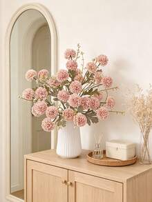 1/3/60pcs Artificial Vintage Embroidered Ball Flower Bouquet, Artificial Ball Amaranth, Autumn Thanksgiving Home Room Vase Decoration, DIY Wedding Party Tabletop Floral Arrangement Decor - Pink - View 7
