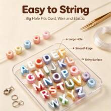 18/38/58pcs Random Pearl Color Large Letter Beads (A-Z), Acrylic Bubble Beads, Suitable For Paracord Beaded Bags, Pendants, Keychains And Handmade Crafts - Assorted Colors - View 5