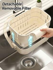 Kitchen Sink Strainer Basket, Self-Cleaning Anti-Clogging Mesh Kitchen And Bathroom Sink, Push-Down Sink Basket - Multicolor - View 9