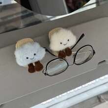 1pc Cute Inflatable Cloud Car Hanging Glasses Holder, Cartoon Multifunctional Fashion Glasses Rack, Multifunctional Car Ticket Card Storage Organizer Box, Cute Car Interior Decoration, Soft Plush Car Interior Decoration Accessory - A - View 3