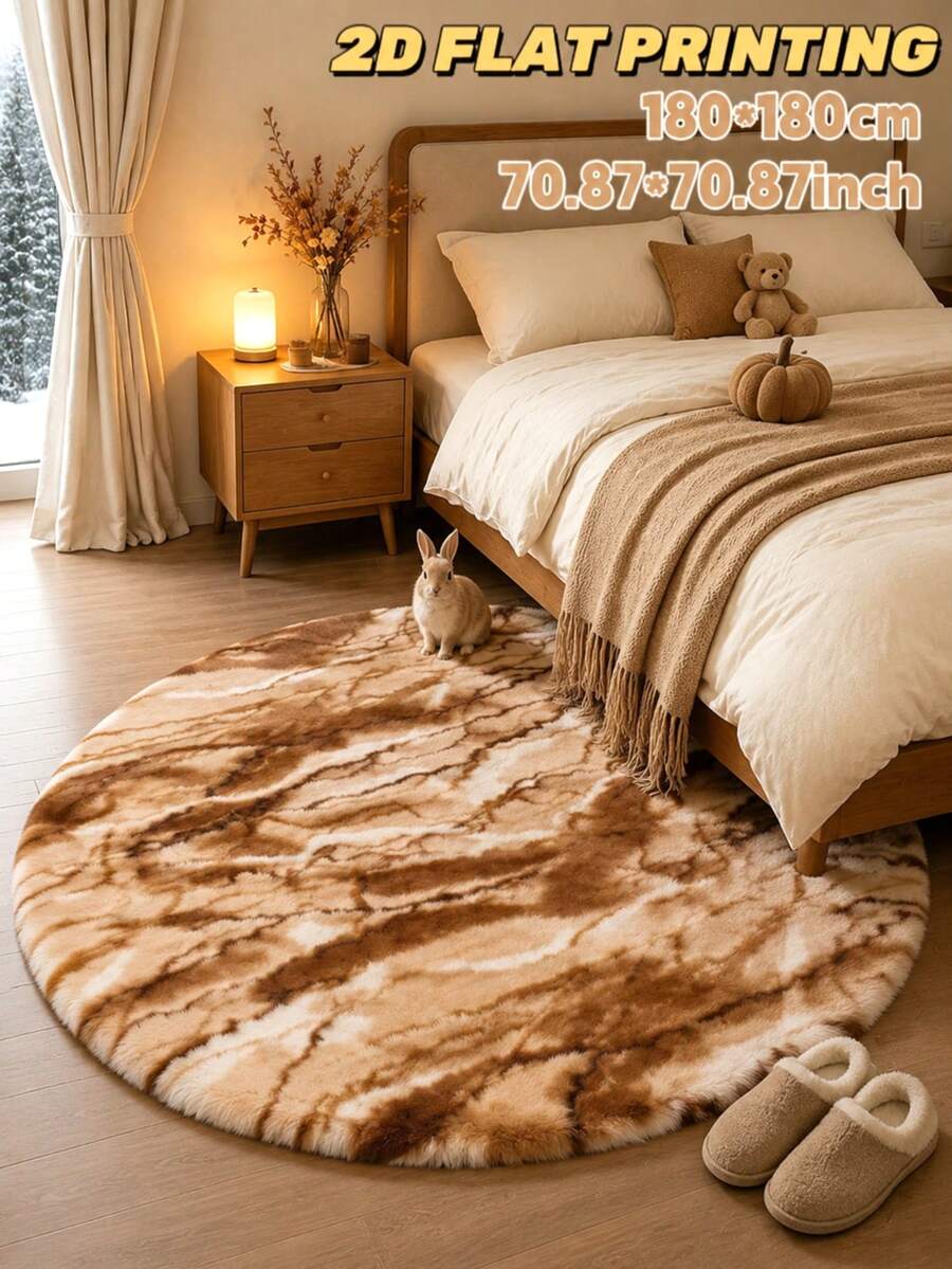 1pc Autumn/Winter Faux Rabbit Fur Design Decorative Rug Mat - Luxury Decorative, Plush Feel Rug, Decorative Carpet, Bedroom Decor, Small Rug, Carpet, Home Decor, Living Room Rug, Living Room Small Rug, Bedroom Rug, Living Room Home Decor, Outdoor Rug, Washable Rug - A - View 1