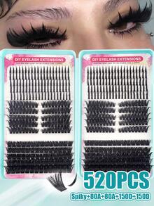 Set Ekstensi Bulu Mata Klaster D Curl Multi-Gaya 520, Bulu Mata Klaster Tunggal Kapasitas Besar 8-16mm. Cocok untuk Riasan Harian di Rumah, Juga Dapat Digunakan untuk Kencan, Perjalanan, Fotografi, Pernikahan, Festival, Cosplay dan Acara Halloween. - MultiWarna - View 11