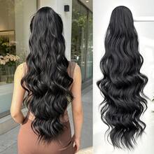 Claw Shaped Ponytail Extension Hair Accessory Black Brown Burgundy Gradient Brown Gradient Gray Multi-Color 28 Inch Deep Wave Heat-Resistant Fiber Synthetic Ponytail Wig, Suitable For Women's Christmas, Parties, And Daily Use - Black Brown - View 17
