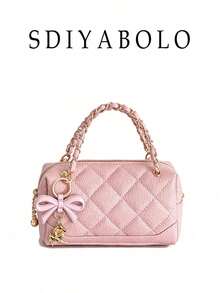 Women's Rhombus Chain Handbag, New Spring Fashion Small Square Bag, Versatile Shoulder Bag - Pink - View 2