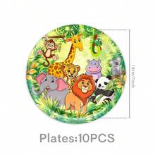 مجموعة أدوات مائدة قابلة للتخلص منها بموضوع حيوانات الغابة والأسد - تشمل الأطباق والمناديل والأكواب، تكفي ل- 10 ضيوف - مثالية لأعياد الميلاد والزفاف والحفلات ذات الموضوعات والنزهات العائلية والعديد من المناسبات الأخرى. - متعدد الألوان - مشاهدة 7