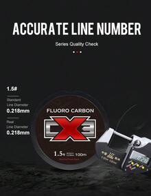Kingdom 1pc CX3 Fluorocarbon Fishing Lines 50m Super Smooth & Stiff Monofilament Leader Carbon Fishing Line Invisible Sinking Line - Clear - View 8