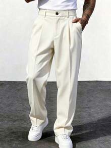 Men's Business Minimalist Button Pocket Dress Pants For Office - Khaki - View 1