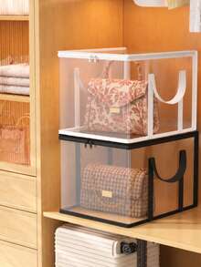 1pc Large Capacity Transparent Portable Dust-Proof Handbag Storage Box, Multi-Functional Closet Organizer, Suitable For Handbags, Backpacks, Wallets, Also For Clothes, Toys And Miscellaneous Items, Essential For Home Closet, Suitable For Back To School, Travel And Vacation - Multicolor - View 9