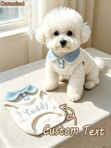 Customized Personalized Pet Clothes, Personalized Pet Sweater With Embroidered Pet Name, Cat & Dog Vest T-Shirt, Comfortable Cute Dog Paw Style, Perfect Gift For Dogs! - Multicolor - View 3