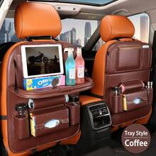 1pc Multicolor PU Car Seat Back Storage Bag, Car Organizer Desk, Premium Multifunctional Car Storage Organizer, Large Capacity Car Storage Bag, Universal Fit Waterproof Durable Headrest Hanging Organizer, Multi-Pocket Backseat Storage Pouch - Multicolor - View 12