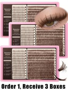 Queenice Order 1 Receive 3 Boxes, Dark Brown Spiky Manga Cluster Lashes, Thick Dense Segmented Individual False Eyelashes, Ultra‑Soft Reusable DIY Fluffy Volume Lash Clusters, Easy Self‑Application For Anime‑Style Daily Party Festival Eye Makeup - D - View 7