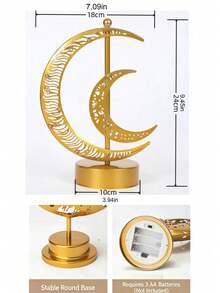 1pc New LED Iron Art Moon & Star Hollow Lamp, Holiday Table Lamp, Atmosphere Decorative Light, Gift For Friends & Family, Suitable For Ramadan, Thanksgiving, Valentine's Day, Exquisite Room Decor - Multicolor - View 9