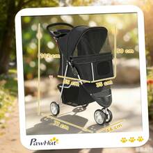 3 Wheel Pet Stroller Small And Miniature Dogs, Black On-Site - 1 - View 3