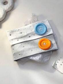 1/2/3pcs Women's Y2K Retro Fashion Button Wide Edge Headband, Star Fabric Headband For Outdoor Atmosphere - Multicolor - View 7