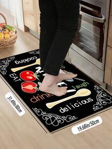 SANJIANGDI 1pc Cartoonish Fun Doodles Pattern Kitchen Mat, 0.6mm Crystal Velvet Soft And Machine Washable.Suitable For Kitchen,Corridors, Bathrooms, Living Rooms, Outdoor Door Mats, And Toilets. Useable Throughout The Year And For Various Holidays. - Multicolor - View 17