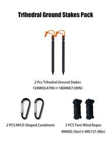 3PCS.6PCS. Triangular Aluminum Tent Stakes Set With Rope And Chain, Suitable For Camping - Multicolor - View 13