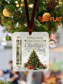 Christmas Tree Cash Gift Ornament, Acrylic Christmas Cash Storage Box, Fun Christmas Tree Hanging Decoration, Unique Cash Gift, Suitable For Christmas, Graduation Season, Back To School And Other Occasions, Christmas Gift-Christmas Cash Gift Ornament - A - View 9