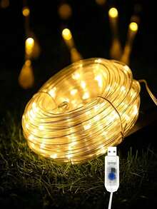 Christmas LED String Lights, 50/100/200 Star Configuration Options, USB Interface, 8 Different Modes. Fairy LED Tube Lights, 8-Mode Rope Decorative Lights, IPX4 Garden Tree Party Decorative Rope Fairy Lights, Bendable And Wrappable Decorations | Pool Steps, Hallways, Stair Handrails, Yard Tree Stumps | Holiday Lighting Display, Halloween Decoration, Perfect For Decorating Your Pool, Yard Or Camping Activities During Halloween And Thanksgiving - USB Tube Light - View 11