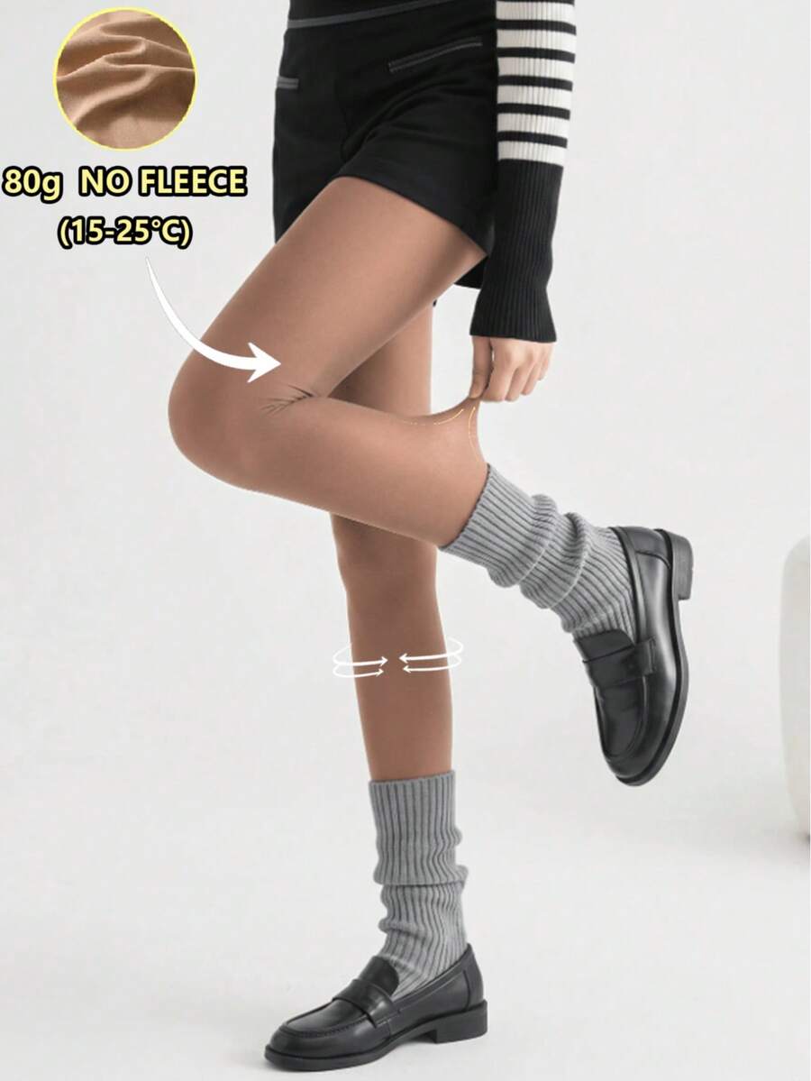 1pc 80g/200g/300g Women's High Elasticity Sheer Tights, Non-High Waist, Elastic Compression Stockings, Suitable For Spring, Autumn, Winter Daily Wear - Multicolor - View 1