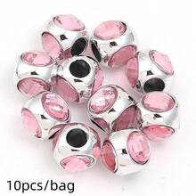 10pcs/Pack Zinc Alloy Three-Sided Rhinestone Large Hole Beads, Bohemian Alloy Loose Beads, DIY Bracelet Necklace Pendant Jewelry Making Accessories - Large-hole Beads - View 11