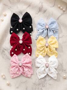 2/6/12pcs Puff Bow Hair Clips Set, Cute Hair Accessories - Suitable For Girls And Women, Perfect For Daily Wear And Dates - Multicolor - View 5