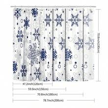 1pc Christmas Snowflake Shower Curtain, Vintage Design, Waterproof Bath Curtain, Suitable For Bathtub Partition, Bathroom Decor And Bathroom Accessories, Includes 12 Hooks - Multicolor - View 3