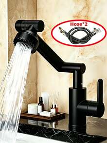 Modern Rotating Dual-Mode Water Faucet, Multi-Function Kitchen Sink Faucet With Inlet Pipe, Single Hole Hot And Cold Water, 1080° Rotating Adjustable Spray Head With Bubble Outlet Anti-Splash, Easy Installation Design, Portable, Suitable For Bathroom And Kitchen Sink, Commercial Grade Kitchen And Bathroom Accessories, RV Kitchen Faucet - Black - View 6