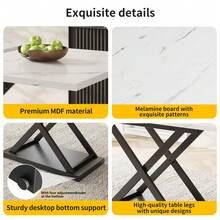 Extendable Dining Table 120-160 X 80 X 75 Cm, Telescopic Kitchen Table With Crossed Metal Legs, Space-Saving Table For Kitchen & Living Room, White & Black - White & Black - View 3