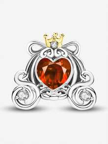 1 buah Liontin Manik-manik Lingkaran Ganda Hati Merah Zirkonia, Cocok untuk Perhiasan Gelang Wanita DIY - Perak - View 18