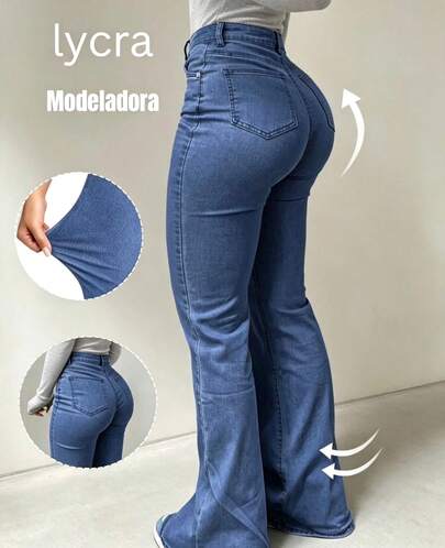 CALÇA JEANS FEMININA FLARE BOCA LARGA BOOT CUT