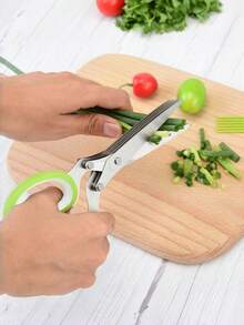 Green And White 5-Layer High-Efficiency Kitchen Scissors - Multicolor - View 3