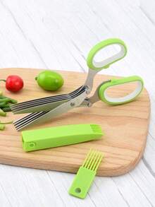 Green And White 5-Layer High-Efficiency Kitchen Scissors - Multicolor - View 1