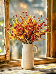 1 Pc Artificial Flowers Mini Dandelion Branches Long Stem Fake Flowers For Vase Filler Fall Decor Home Table Decoration DIY Centerpieces - Burnt Orange - View 6