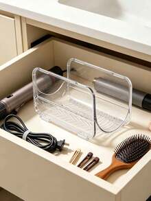 Transparent Curling Iron Storage Rack With Hair Dryer Cable Tie, Stackable Desktop Straightener And Curler Organizer, Bathroom Vanity Hair Styling Tool Organizer Box, Heat-Resistant Anti-Scald Hair Styling Appliance Storage Box. Transparent And Visible, Multi-Layer Stackable, Can Store Curling Irons And Straightening Irons, Cables Organized Neatly Without Tangling, Convenient Access, Keeps Clean And Dust-Free. Suitable For Home Makeup Table, Bathroom, Student Dormitory Desk, Guesthouse And Hotel Makeup Area. - Multicolor - View 8