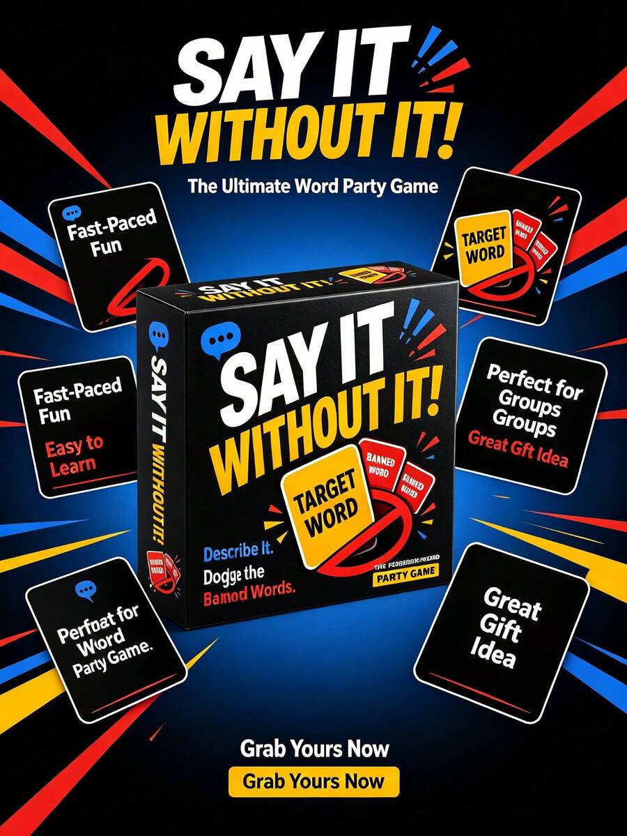 1件 Say It Without It 派對遊戲,趣味禁語猜卡遊戲,適合家庭與朋友的互動桌面遊戲,3-8人玩,便攜式桌遊,適用於萬聖節、聖誕節、假日、露營、生日晚會娛樂禮物 - 彩色 - 查看 1