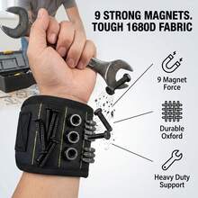 1pc Magnetic Tool Wristband, Magnetic Small Hardware Storage Wrist Guard For Electricians, Carpenters, Decorators, Maintenance Technicians, Lighting High-Altitude Installation, Woodworking, Home Renovation, Construction Site Assembly And Disassembly, Built-In Magnets To Hold Screws, Nuts, Bits, Adjustable Hook And Loop Fastener, Hands-Free Wear, Easy Access To Metal Small Parts, Reduces Parts Dropping - 3-row 9-magnet -- Blue - View 5