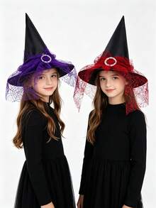 1 chiếc mũ phù thủy unisex màu đen họa tiết nhện, mũ ma thuật hóa trang phù thủy, phù hợp cho tiệc nhập vai, lễ hội cosplay, phụ kiện cho bé gái - Nhiều màu - Xem 4