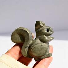 1pc Natural Crystal Squirrel Carving, Handcrafted Mineral Decor For Home, Christmas, Halloween, Thanksgiving, Holiday Decoration & Gift - Multicolor - View 16