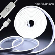 1m/3 Meters/5m [Flexible Neon Light] Flexible Neon Light Strip, Adjustable Brightness, Button Switch, USB Interface, DC 5V Power Supply, Soft Light, Suitable For DIY Glowing Text Design And Gifts, Easy To Cut - Multicolor - View 14