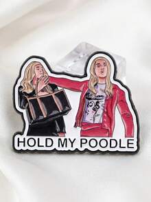 1pc American Retro Fun Bestie Badge "Holding My Poodle" Humorous Character Social Meme, Versatile Creative Badge Suitable For Denim Jackets, Hoodies And Bags - Multicolor - View 4