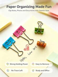 Metal Smiling Face Long Tail Clips, Swallowtail Clips, Smiling Face Memo Clips, Book Clips Office Supplies, Colorful Folder Clips, Creative Ledger Clips, Best Gifts For Back To School, Halloween, Thanksgiving, Christmas And New Year - A - View 5