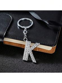 A-Z Initial Letter Keychain, Shiny Crystal Key Ring For Women, Best Friend Gift, Birthday Gift - Silver - View 13