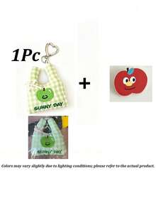 Embroidered Mini Handbag Pendant, Cute Fruit Plaid Bag Charm, Shopping Bag Pendant, Multi-Functional Backpack Accessory, Heart Buckle Keychain Bag Decoration, Holiday Gift, Birthday Gift, Shopping Bag Fruit Heart Buckle Hanging Rope, Girly Backpack Keychain Decoration Pendant, Back To School Essential Backpack Charm, Christmas Gift - Multicolor - View 15