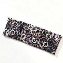 1pc Women's Wide Headband Scarf, American Vintage Multi-Color Leopard Print With Metal Eyelets, Hot Girl Style Hair Accessory For Daily Wear - Multicolor - View 11