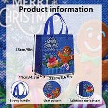 1/4/12PCS Christmas Snowman & Santa Claus Laminated Non-Woven Fabric Tote Bags, Shopping Gift Bags - Multicolor - View 4