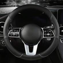 1pc All Seasons Leather Diamond Steering Wheel Cover Universal Fit For 14 .5-15 Inch Durable Leather Cover Anti-Slip Veins Design - Round - View 7