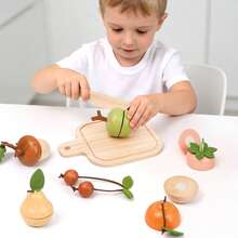 Wooden Toy Kitchen Cutting Set, Pretend Play Educational Toy For Boys And Girls Aged 3+, Fruit And Vegetable Set For Role Play And Fine Motor Skill Development, Perfect Gift For Halloween, Christmas, Birthday - Chopping Board - View 6